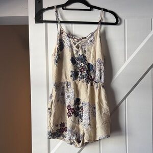 Angie Cream and Blue Floral Romper